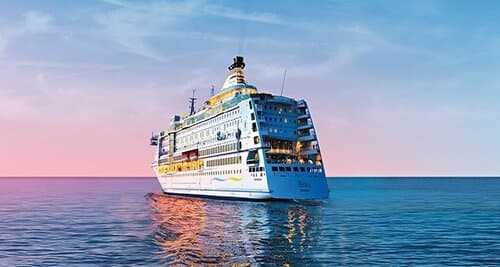 A large ferryboat on the water