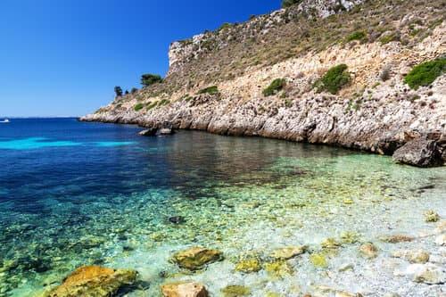 Cala Minnola island of Levanzo with its transparent sea Egadi Islands (Trapani)