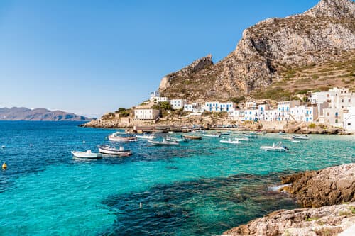 The island of Levanzo in the Mediterranean Sea, west of Sicily, Italy