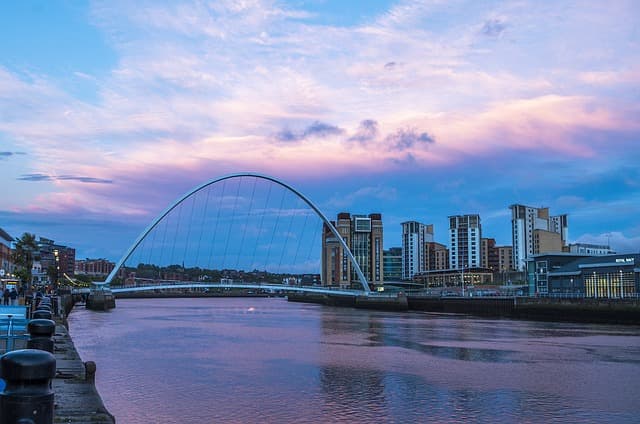 The Gateshead Millennium Bridge, a stunning architectural landmark spanning the River Tyne in Newcastle upon Tyne