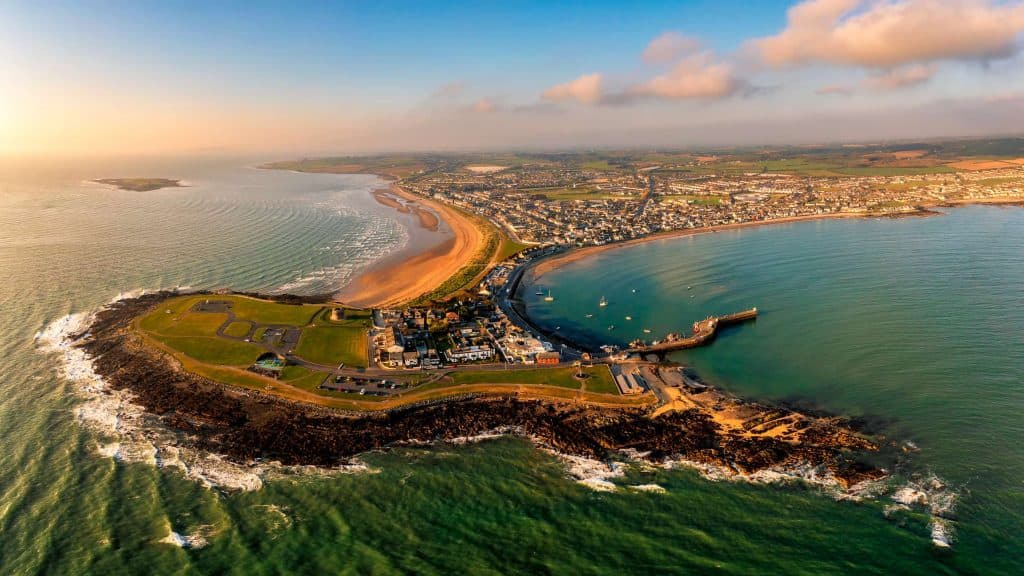 Aerial view of a coastal town Skerries in a Dublin County