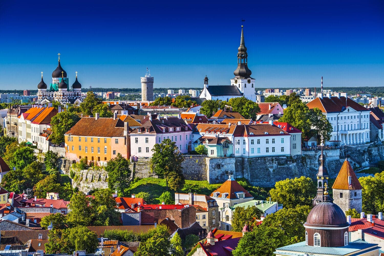 View of the skyline of Old Town Tallinn