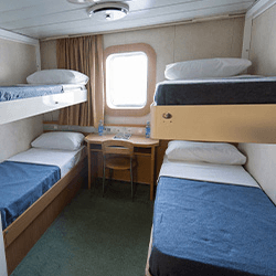 Cabin with window (WC, Bed linen and towels)