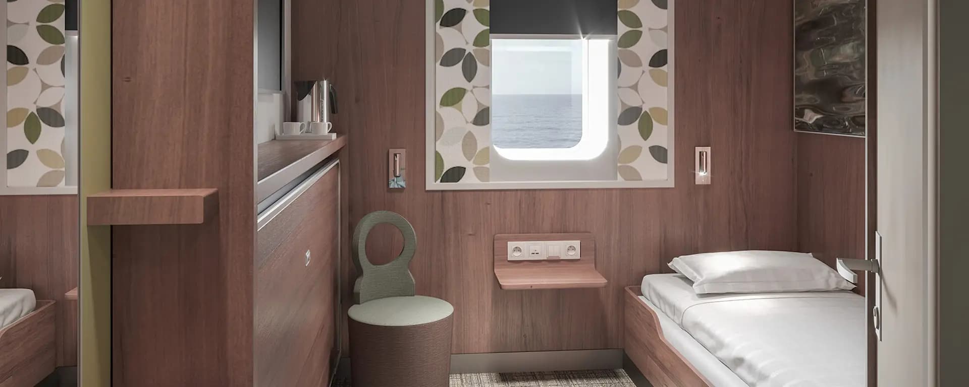 Pencereli kabin (Televizyon, Air-condition, Single beds)