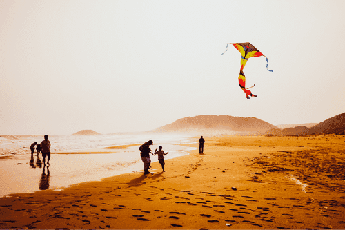 kids flying a kite