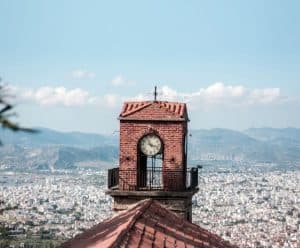 clocktower in volos, greece