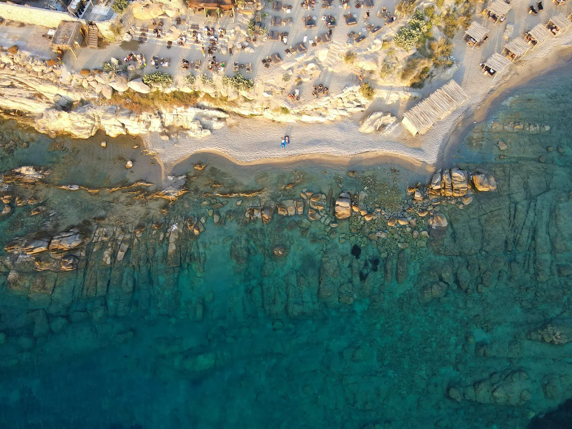 Birds-eye view of Mykonos, Greece.