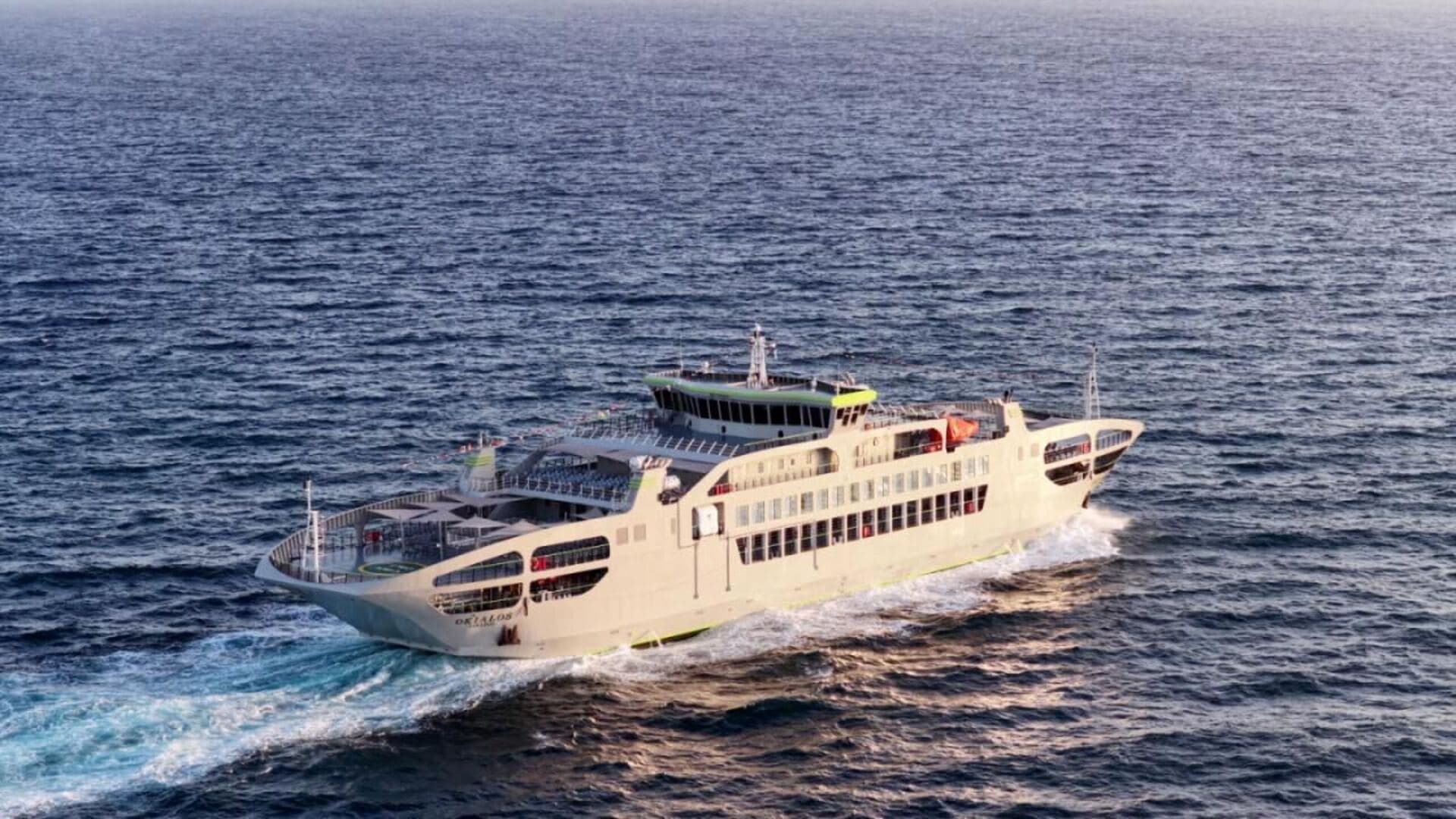 Okyalos vessel cruising through the open sea