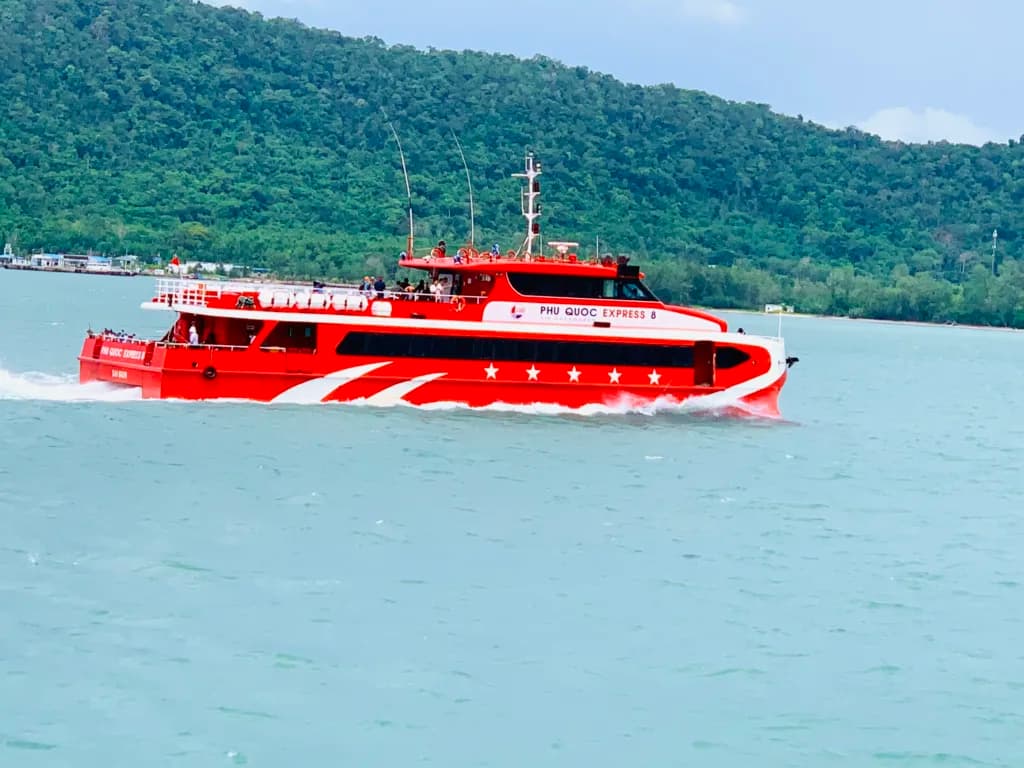 The Phu Quoc Express 6 sailing on the waters of the Gulf of Thailand.