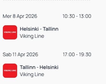Orari traghetti Viking Line Helsinki–Tallinn e ritorno con partenze e arrivi nello stesso giorno