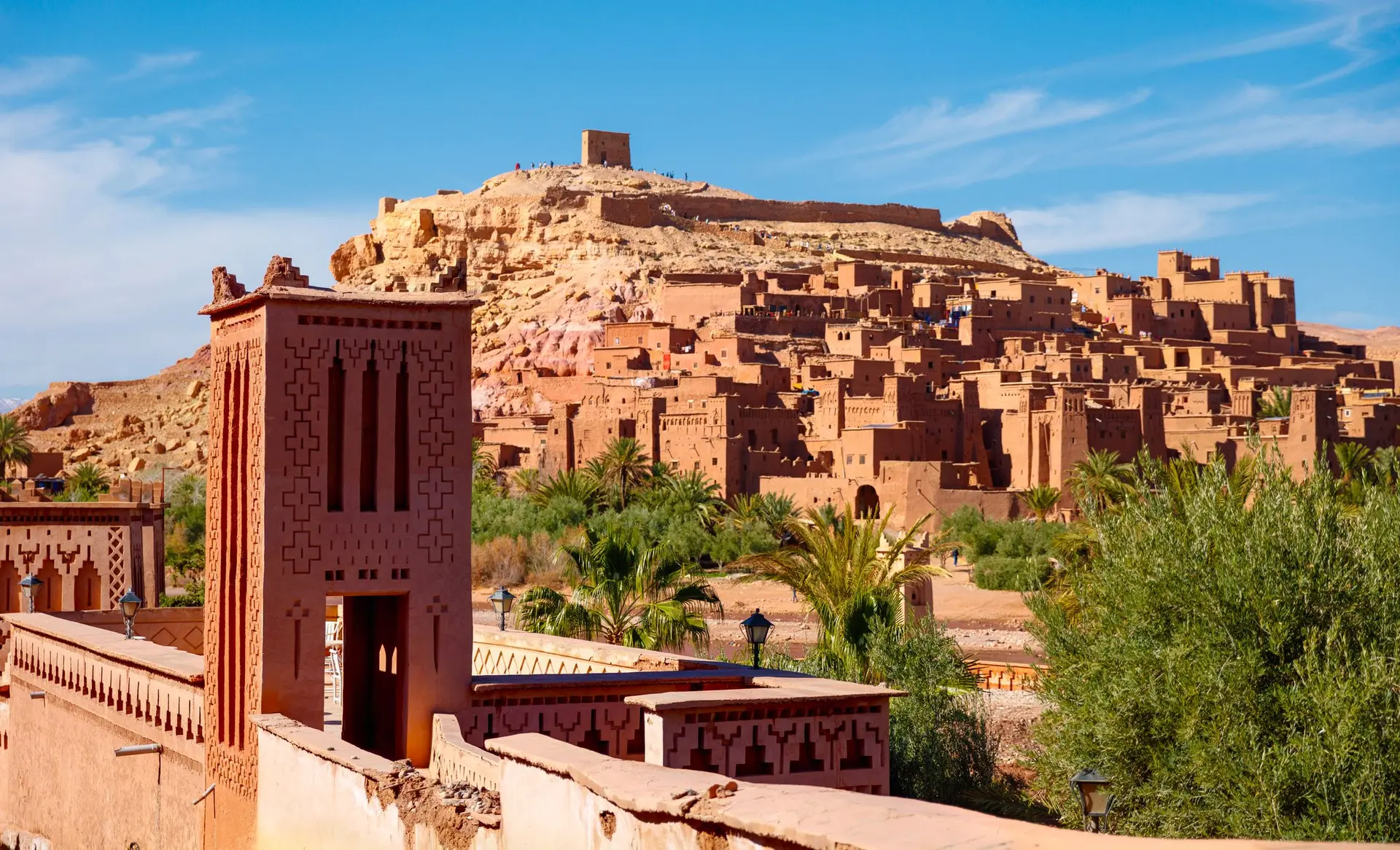 Aït Benhaddou gleams in the morning sun.