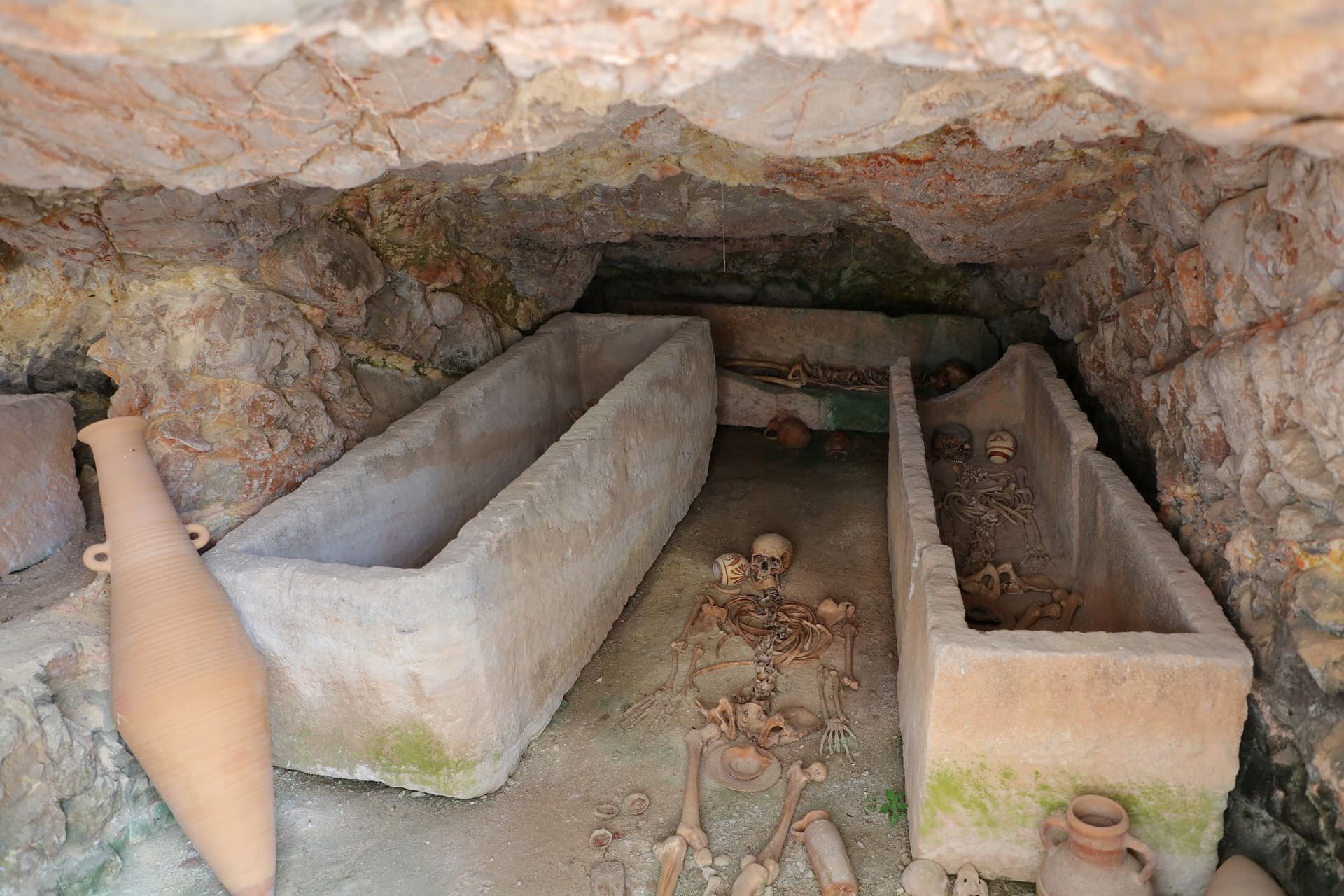 Inside the Necropolis Puig des Molins in Ibiza, Spain.