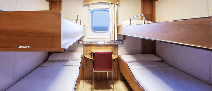 Cabin with window (WC, Bed linen and towels)