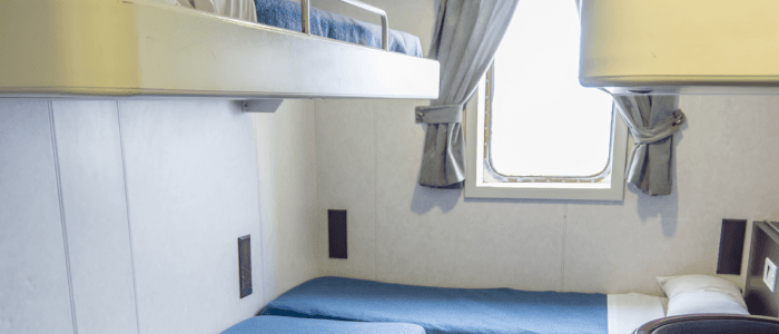 Cabin with window (WC, Bed linen and towels)